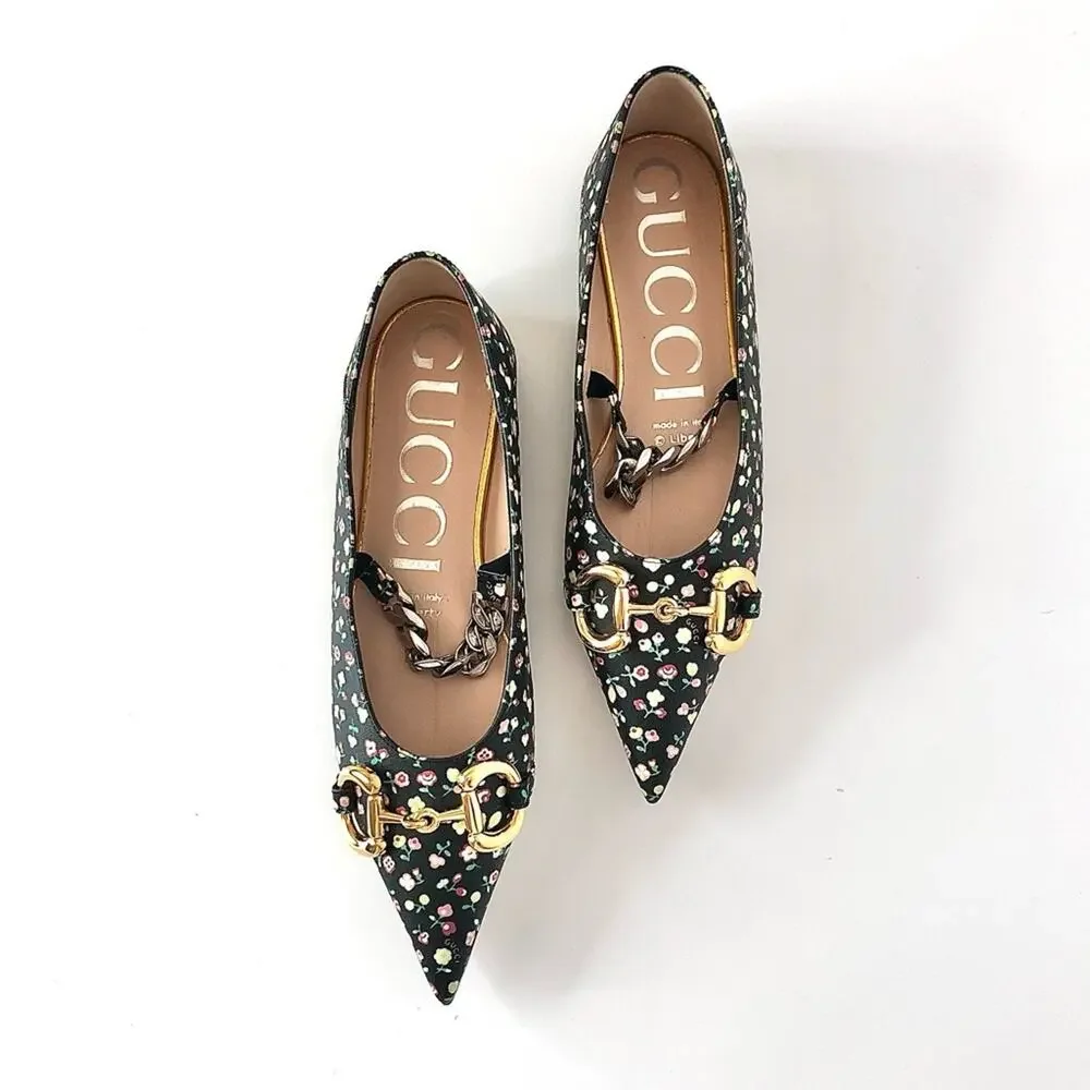 Gucci x Liberty Floral Horsebit Maryjane Pointed Toe Ballet Flats 36.5 - Picture 3 of 8